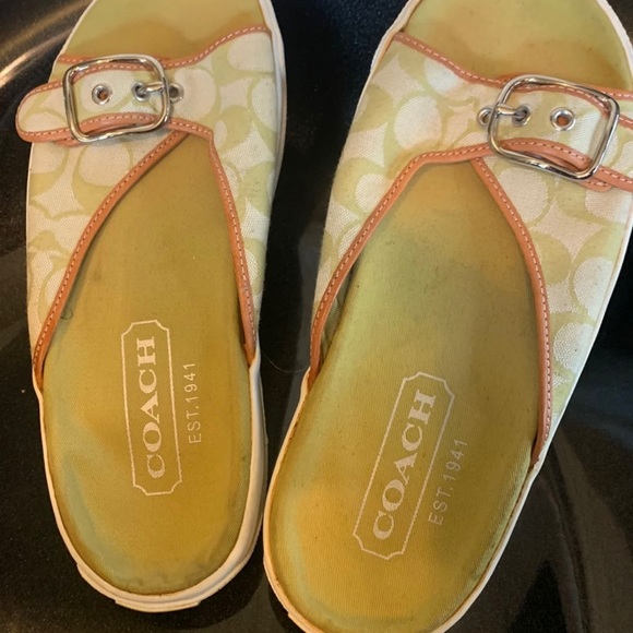 Coach Signature Tan and Orange Bonny P229 Sandals Sz 8 - Picture 1 of 6